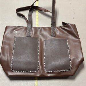 Chic Brown Satchel with Contrast Stitching